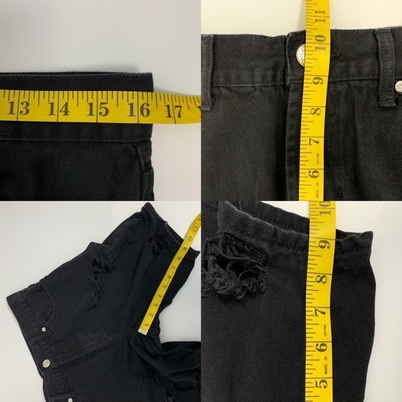 PacSun Black Ripped distressed Cotton Jean Shorts Waist 31 - Picture 9 of 12